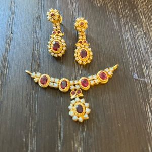 Pearl and ruby pendent and earrings!